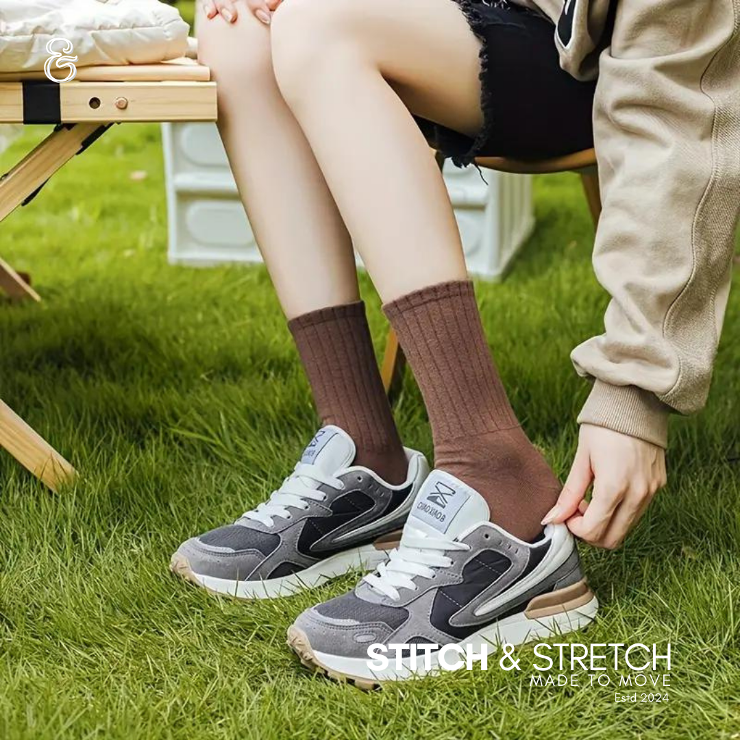 Crew Socks for Men & Women, Plain Winter Socks, Ribbed Cuffs, Soft Cotton Blend, Breathable & Warm, Daily Wear Socks for Office, Home & Travel (Pack of 6)