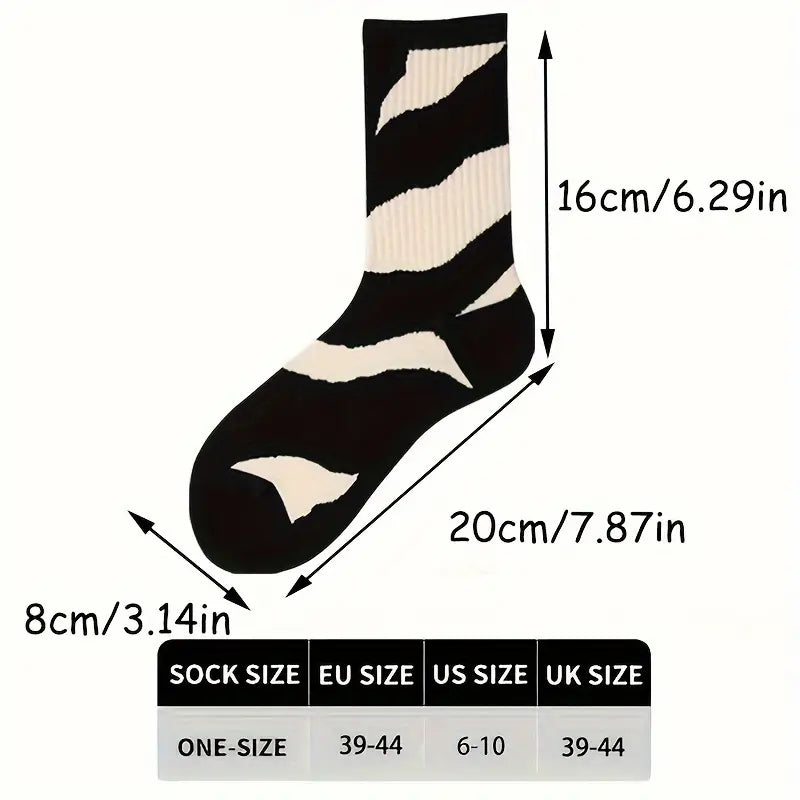 Crew Socks for Men & Women, Mountain Art Design Socks, Ribbed Cuffs, All-Season Breathable Cotton Blend, Casual Outdoor Sportswear Socks, Mountain-Themed Crew Socks