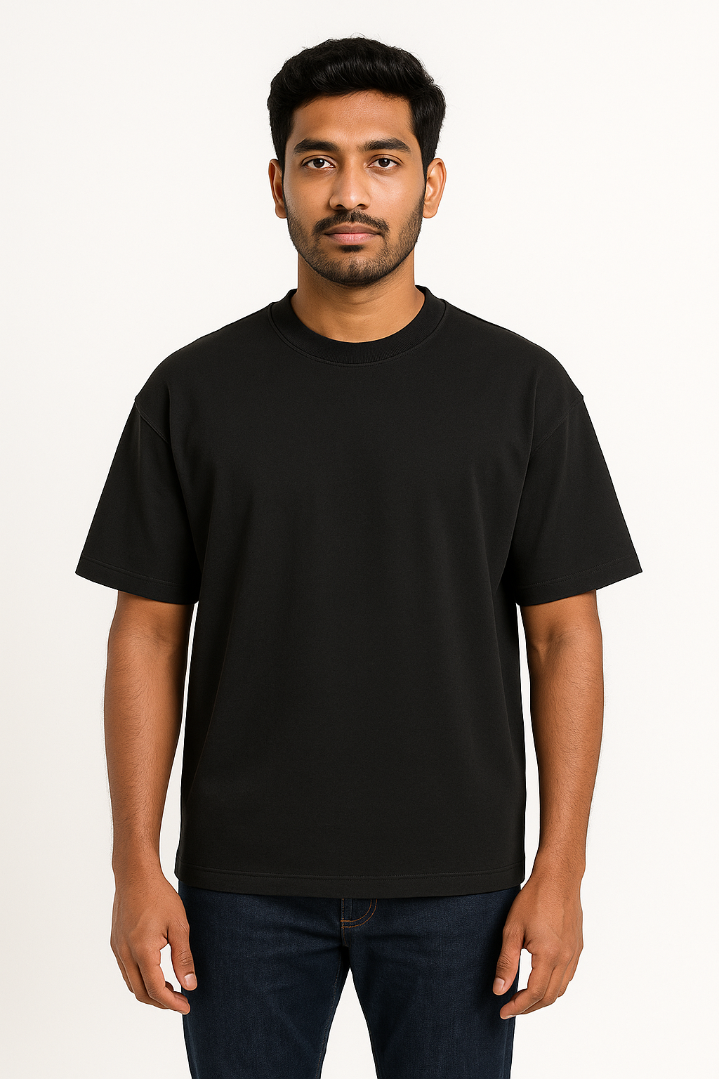 Men’s Oversized Drop-Shoulder T-Shirt – Black & Red | “BROKLYN” Back Print