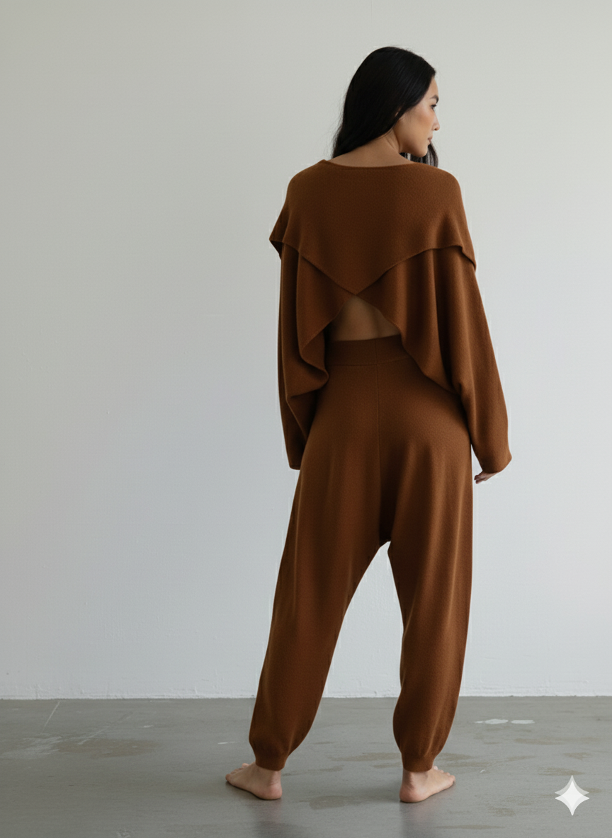 Women’s Co-ord Set | Wide Sleeve Crop Top with Relaxed Fit Pants | Minimalist Loungewear