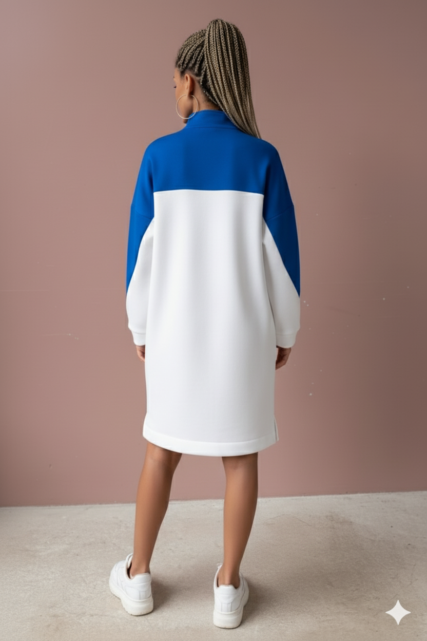 Women’s Sweatshirt Dress | Long Sleeve Zip-Up Casual Dress with Pockets