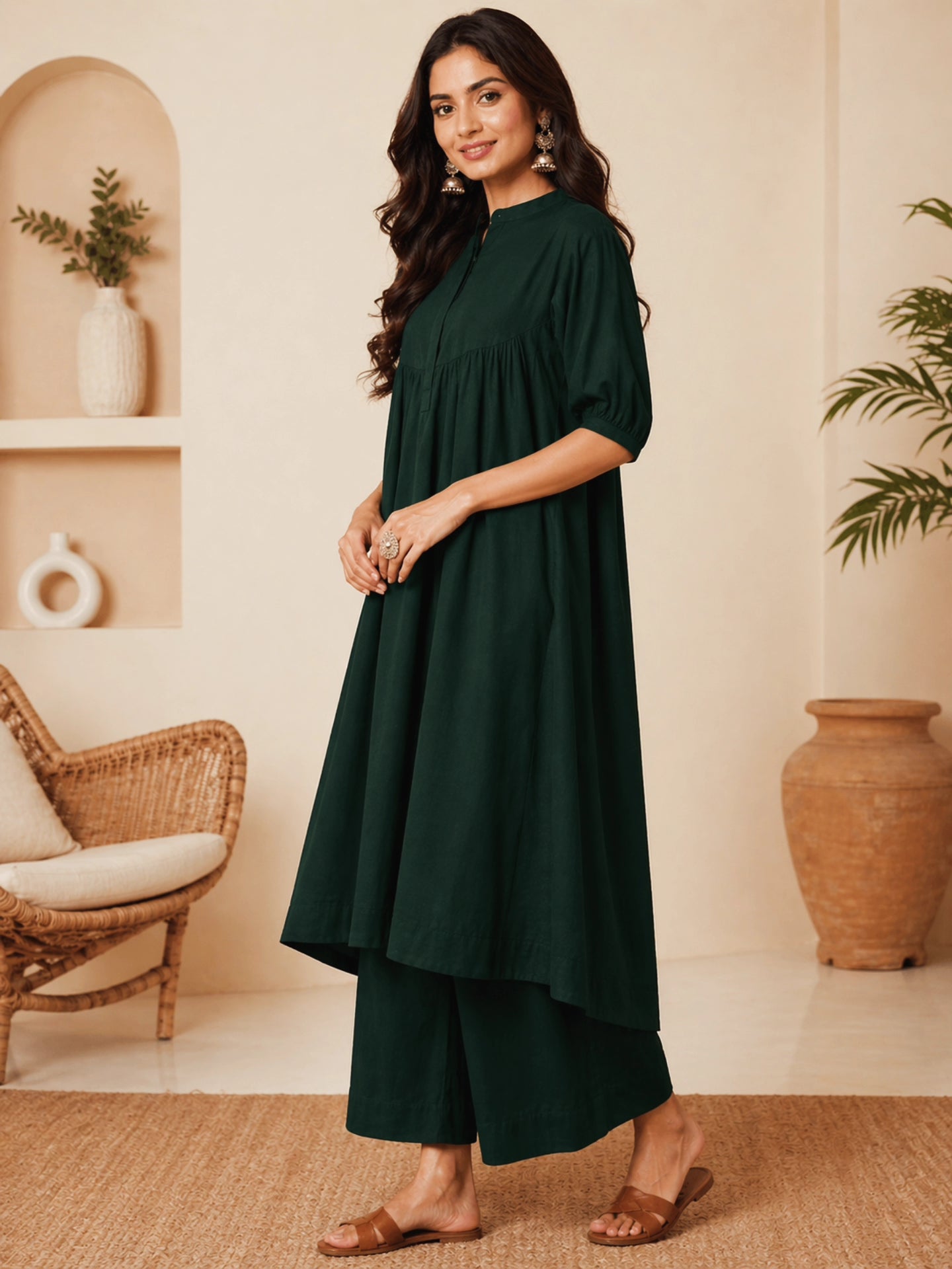 Breezy Bottle Green Summer Suit.