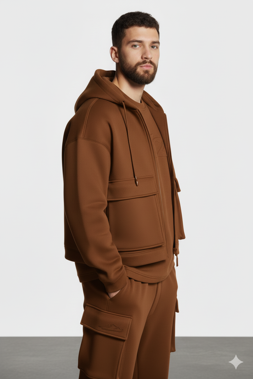 Men’s Zip-Up Hoodie Jacket | Casual Streetwear with Front Flap Pockets