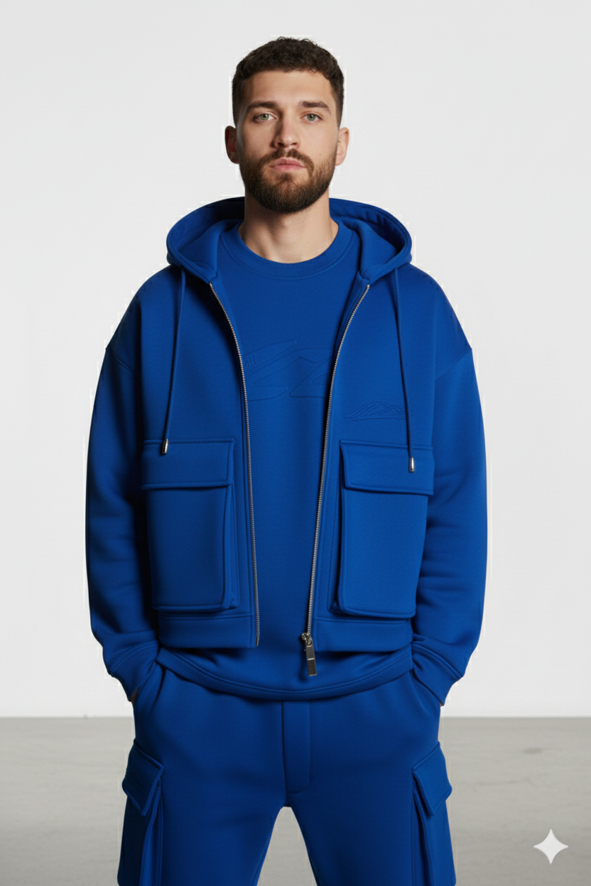 Men’s Zip-Up Hoodie Jacket | Casual Streetwear with Front Flap Pockets