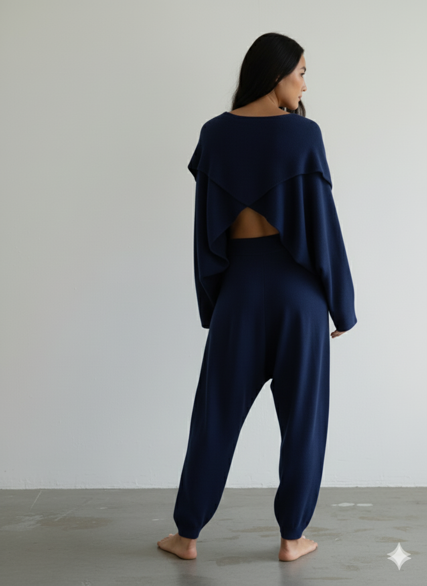 Women’s Co-ord Set | Wide Sleeve Crop Top with Relaxed Fit Pants | Minimalist Loungewear