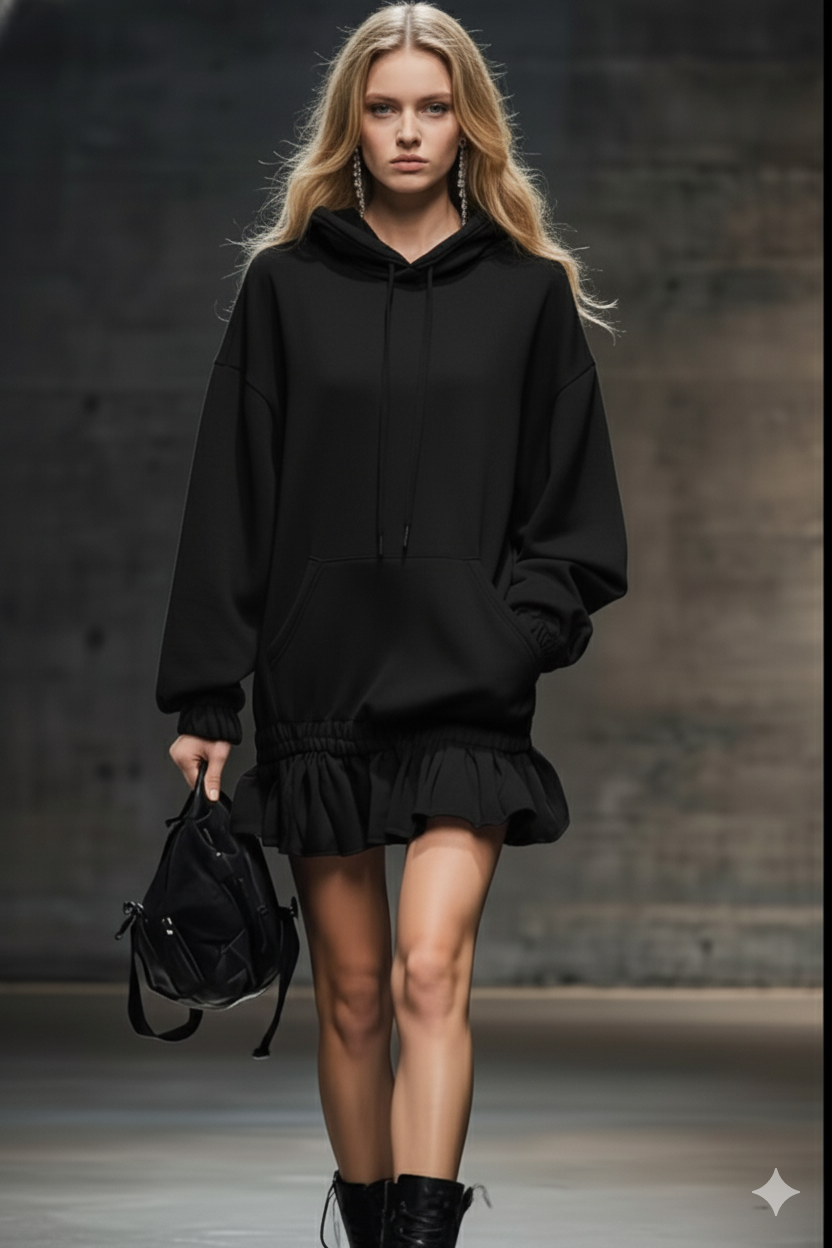 Chic Coffee Brown Hoodie Dress – Effortless Street Style with a Feminine Twist