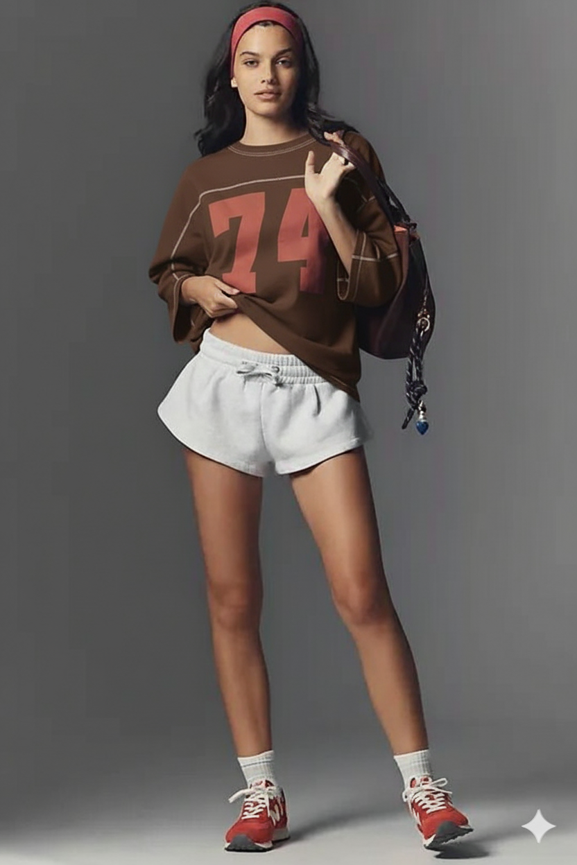 Women’s Oversized  T-Shirt | Casual Drop Shoulder Top with Bold 74 Print