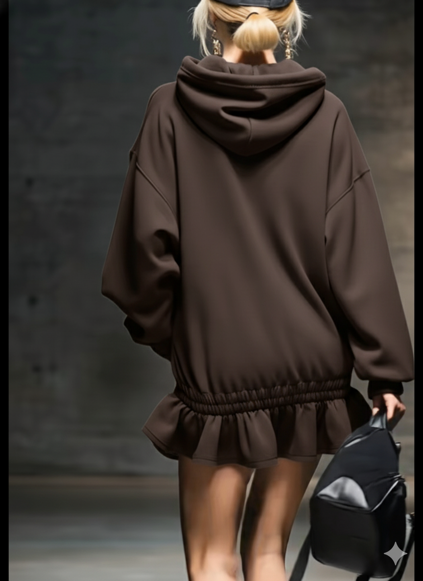 Chic Coffee Brown Hoodie Dress – Effortless Street Style with a Feminine Twist