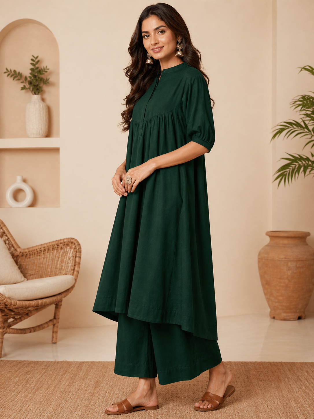 Breezy Bottle Green Summer Suit.