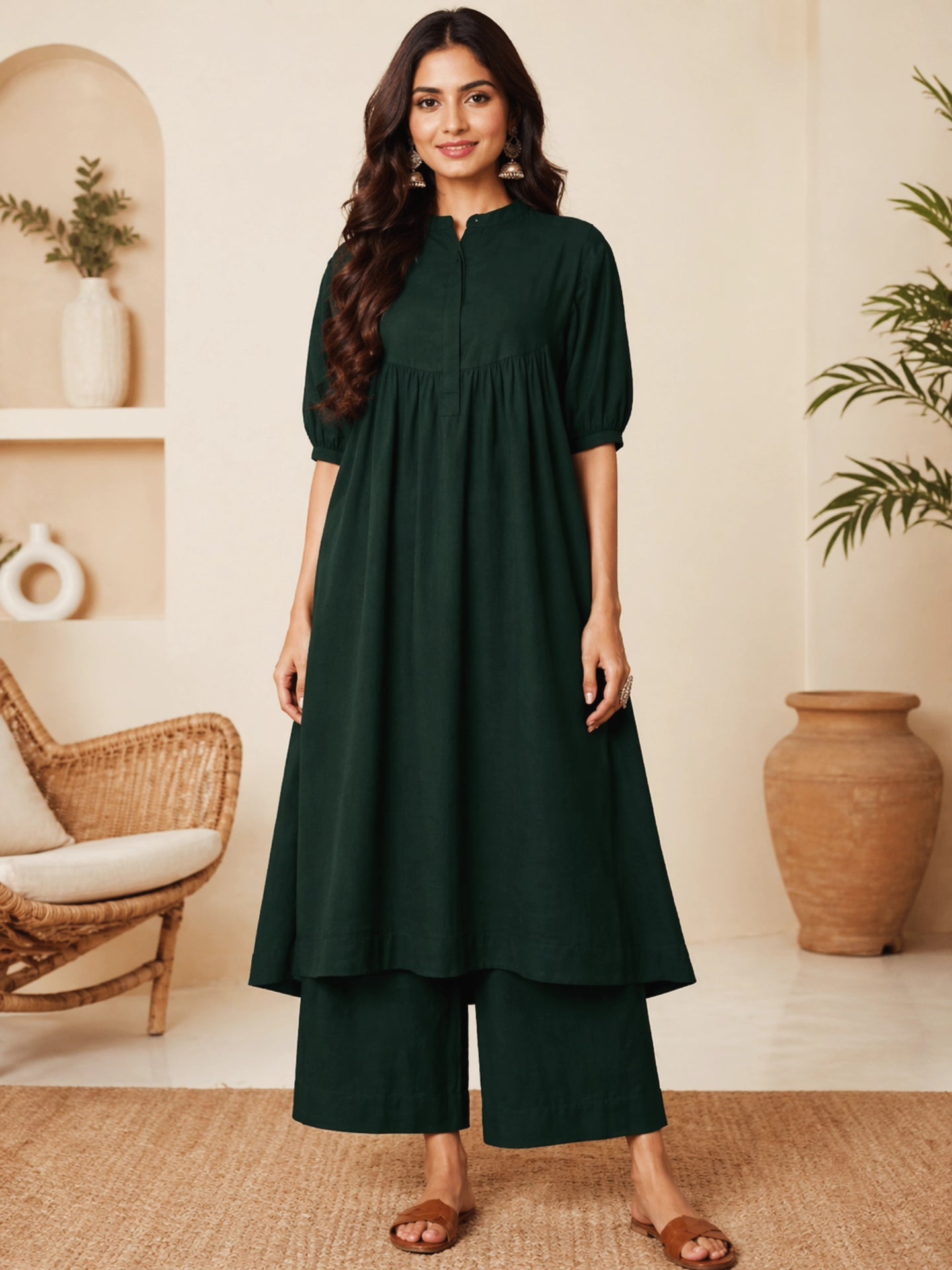 Breezy Bottle Green Summer Suit.