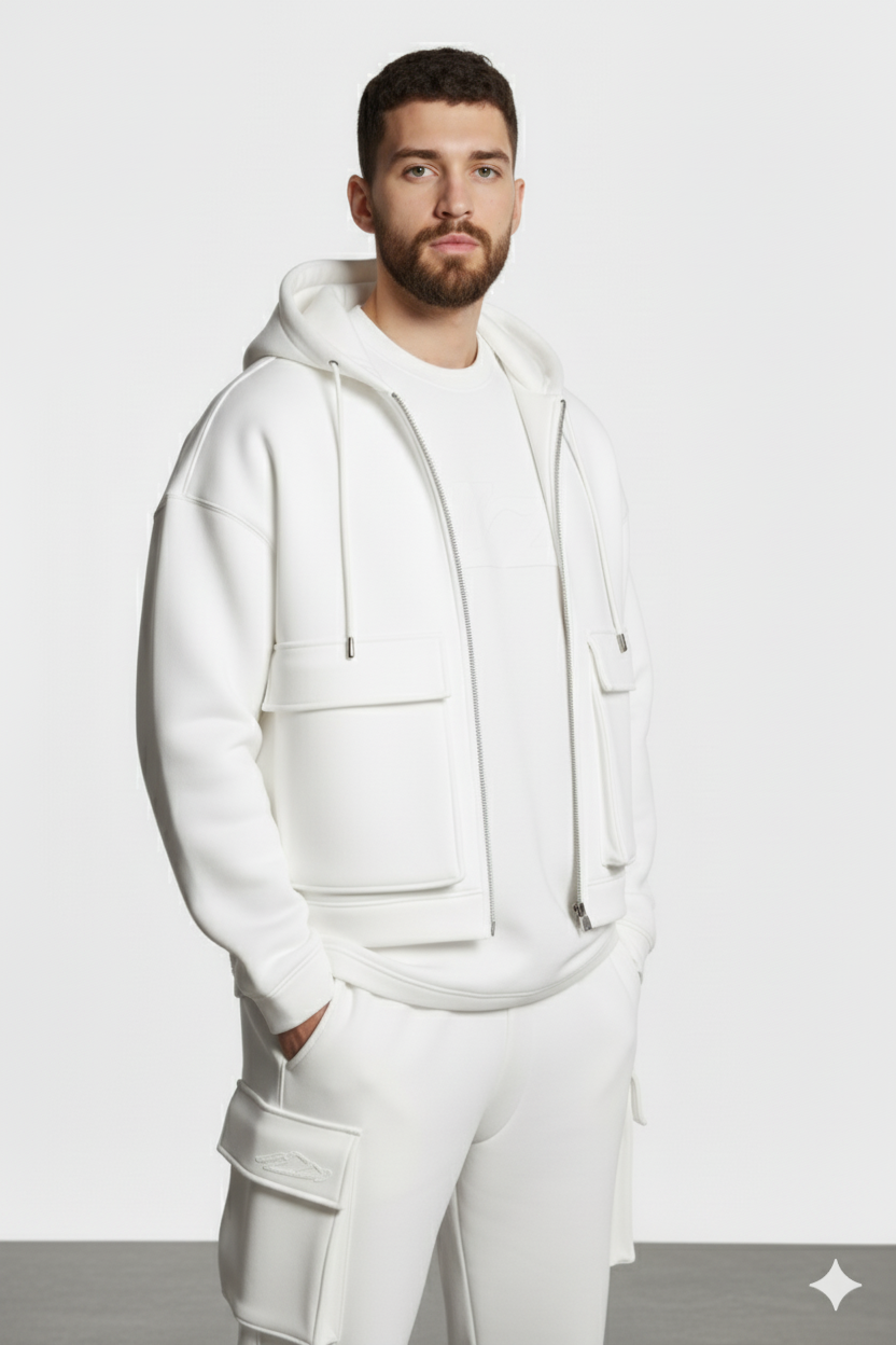 Men’s Zip-Up Hoodie Jacket | Casual Streetwear with Front Flap Pockets