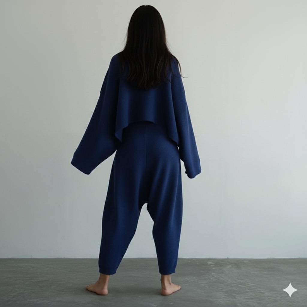 Women’s Co-ord Set | Wide Sleeve Crop Top with Relaxed Fit Pants | Minimalist Loungewear