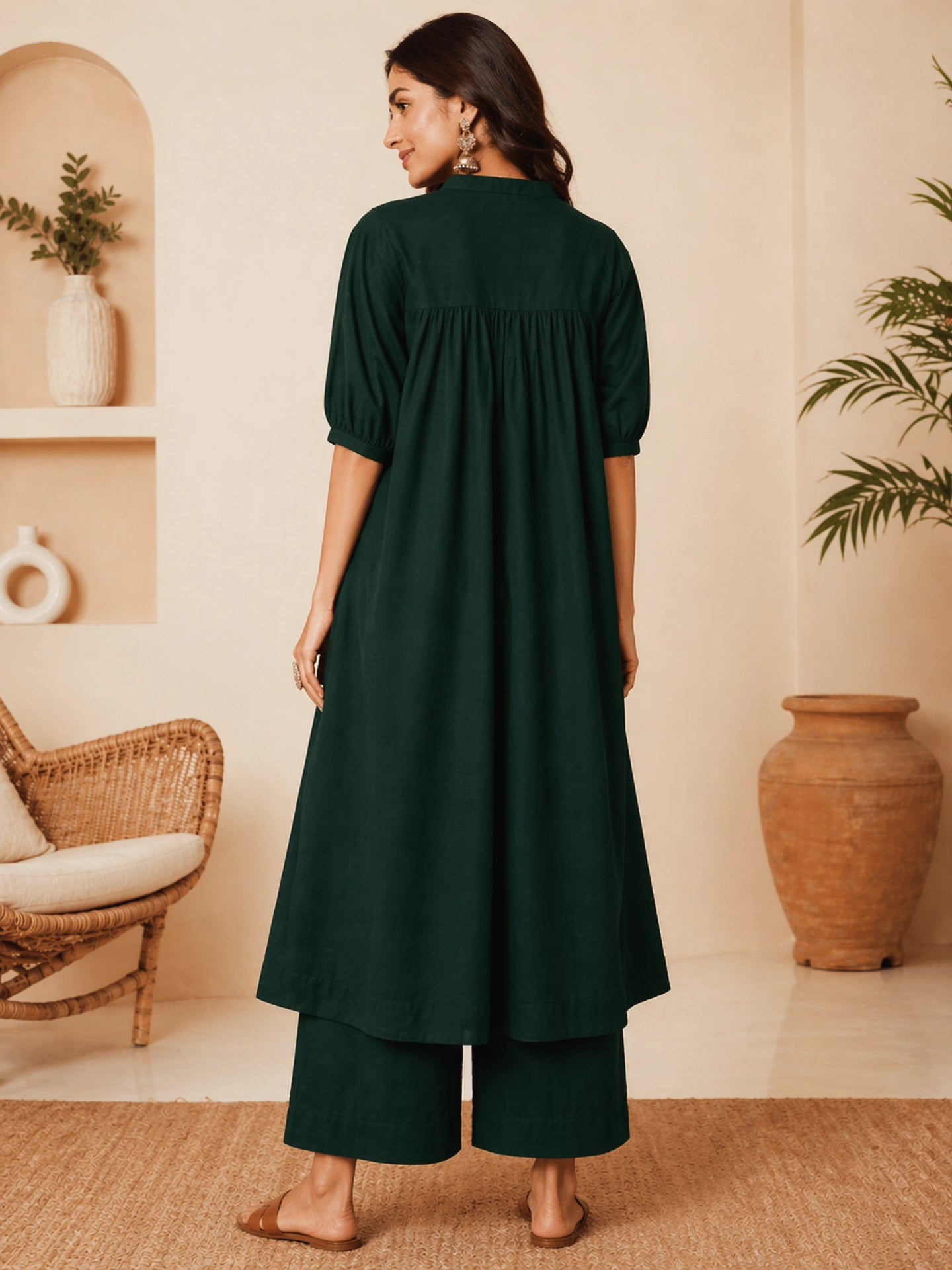 Breezy Bottle Green Summer Suit.