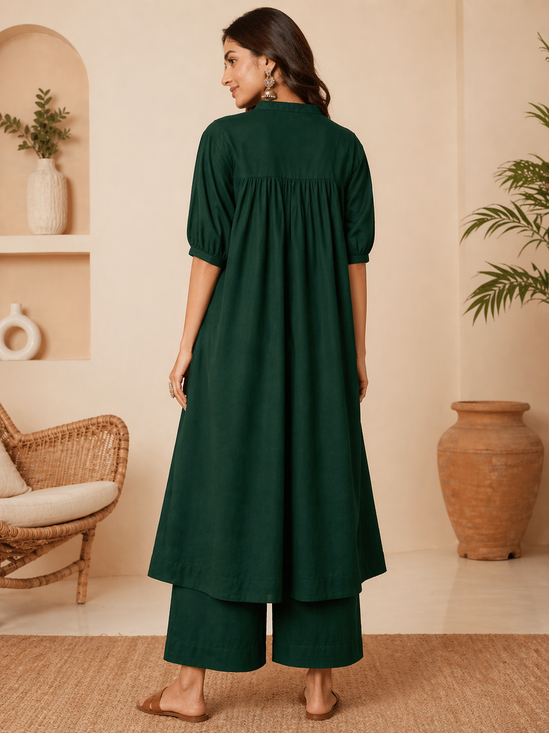 Breezy Bottle Green Summer Suit.