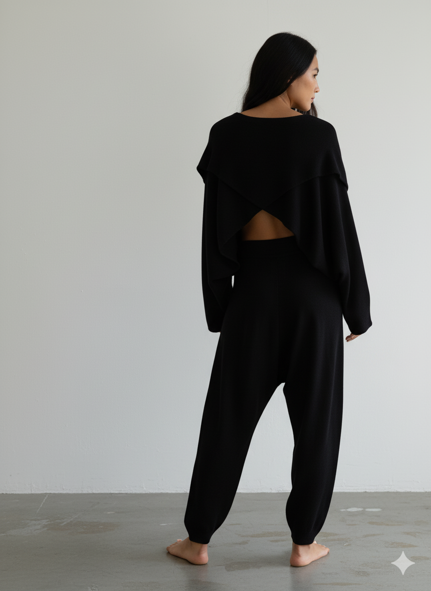 Women’s Co-ord Set | Wide Sleeve Crop Top with Relaxed Fit Pants | Minimalist Loungewear