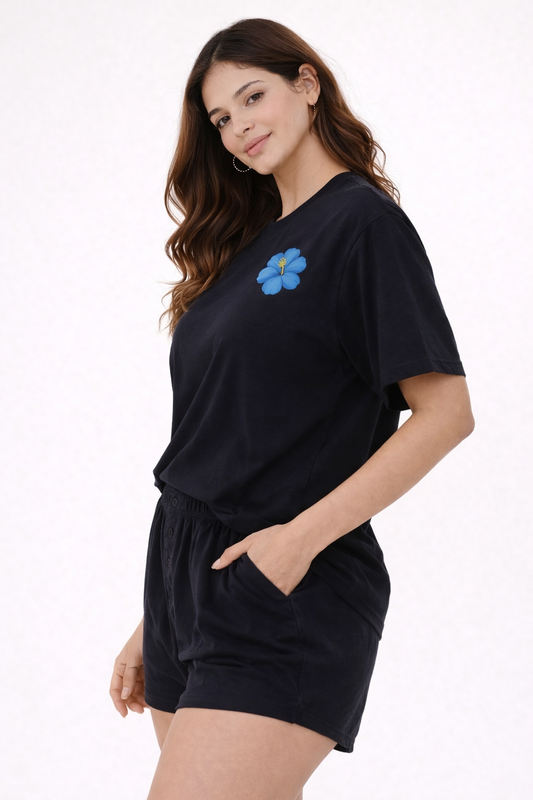 Comfort that blossoms with style, Graphic Nightwear cord-set ( Oversized T-shirt with Shorts )