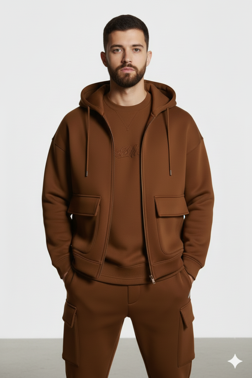 Men’s Zip-Up Hoodie Jacket | Casual Streetwear with Front Flap Pockets