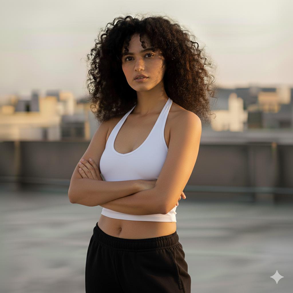 Women’s Sports Crop Top – Black & White | Activewear Essentials