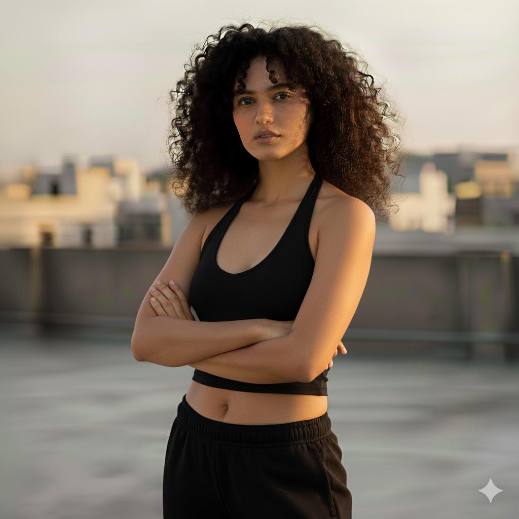 Women’s Sports Crop Top – Black & White | Activewear Essentials