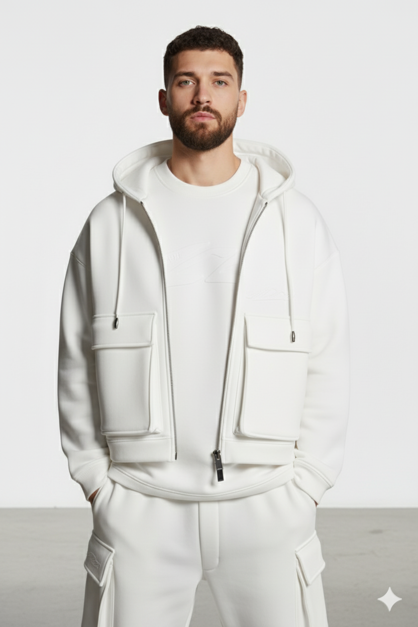 Men’s Zip-Up Hoodie Jacket | Casual Streetwear with Front Flap Pockets